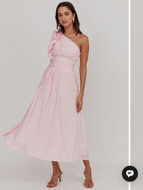 Here Comes the Sun-Antheia One-Shoulder Maxi Dress Baby Pink
